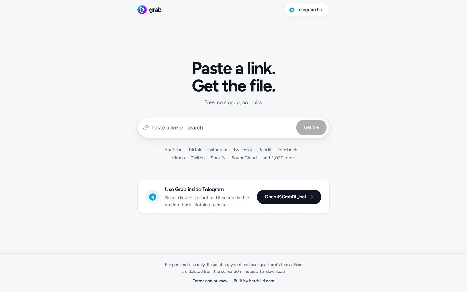 The grab.hershi-d.com site